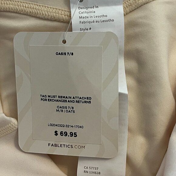NWT Fabletics PureLuxe Oasis 7/8 pants medium women ivory oats - Picture 9 of 10